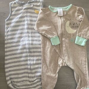 Striped Sleeveless Baby Sleep Sack and Moon Print Onesie